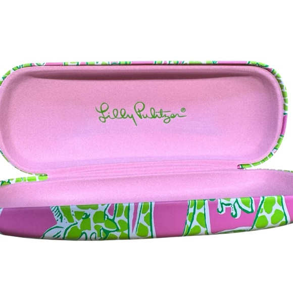 Lilly Pulitzer Vibrant Pink and Green Giraffe Hard Sunglasses Case EUC - Picture 1 of 8